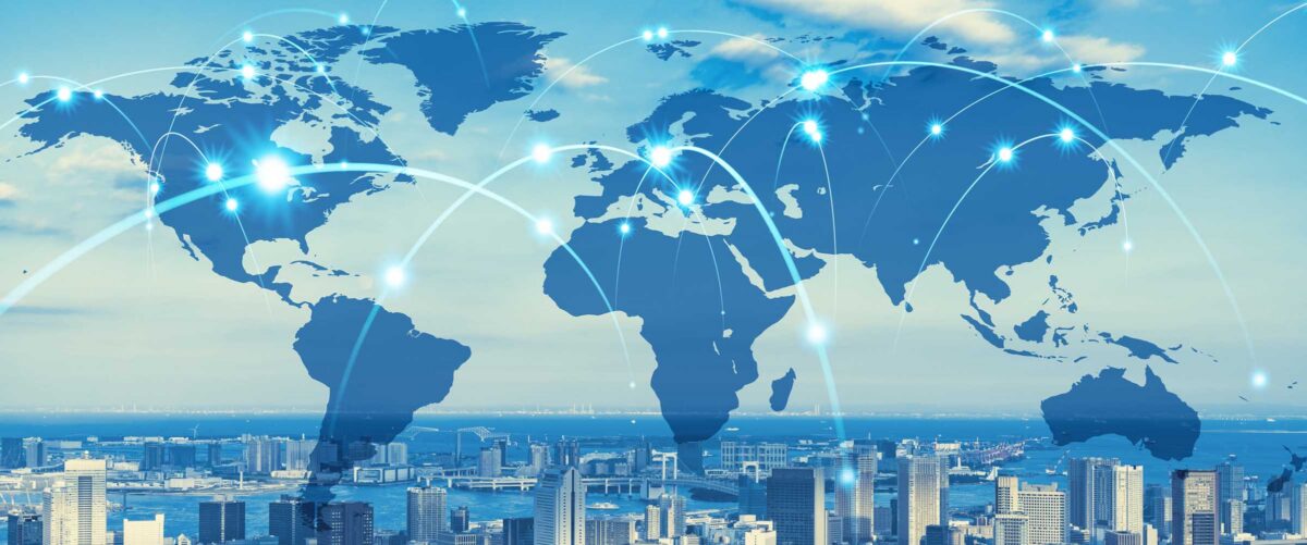 Global communication network concept. Social media. Worldwide business.